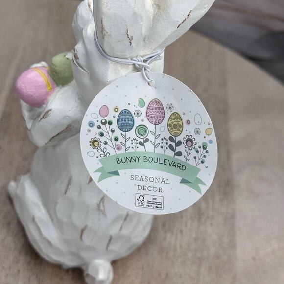 Bunny Boulevard Easter Bunny Rabbit Holding Easter Eggs Resin Figurine Statue - Picture 5 of 11